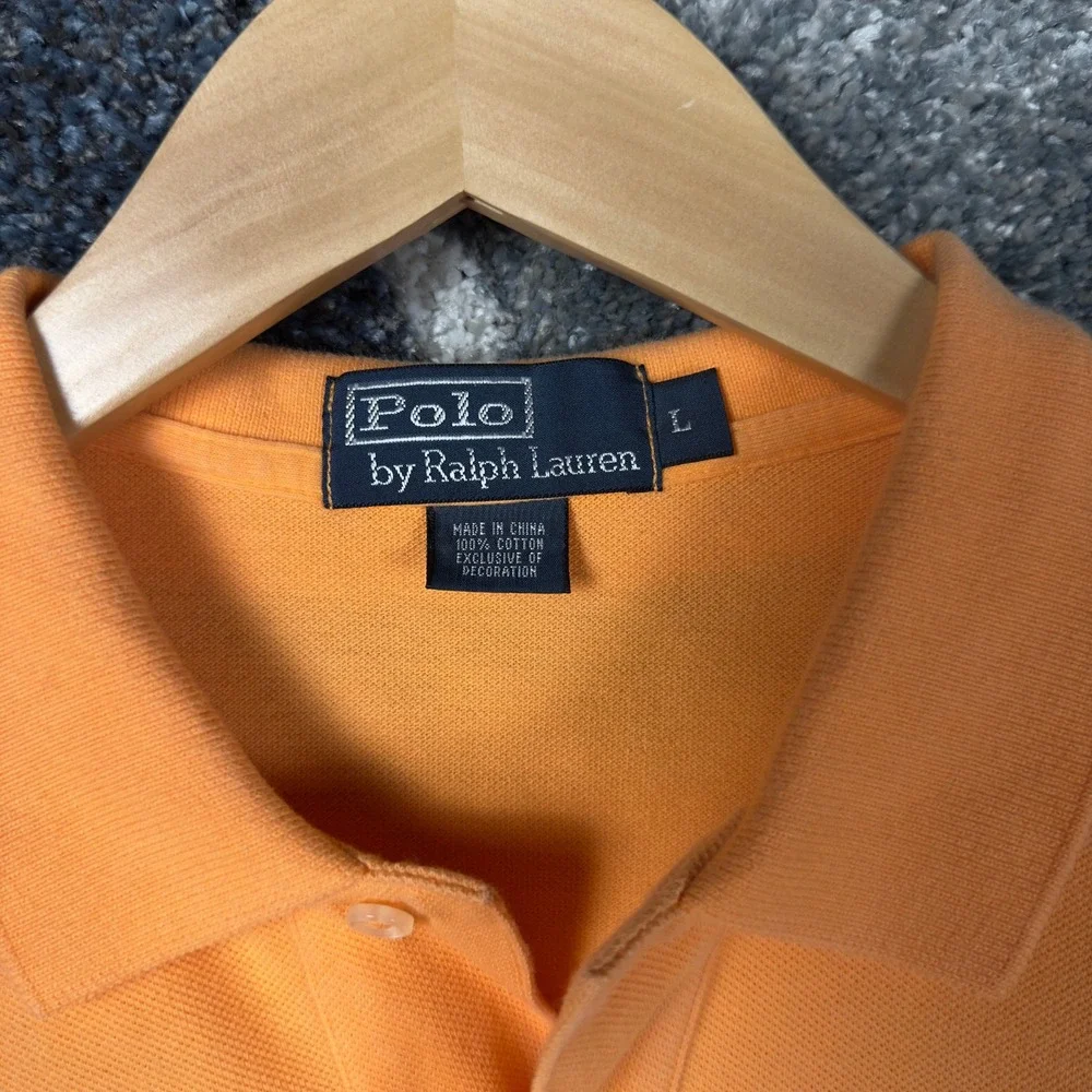 Polo Ralph Lauren Polo Shirt Mens L Orange‎ Excellent Short Sleeve Cotton Pique